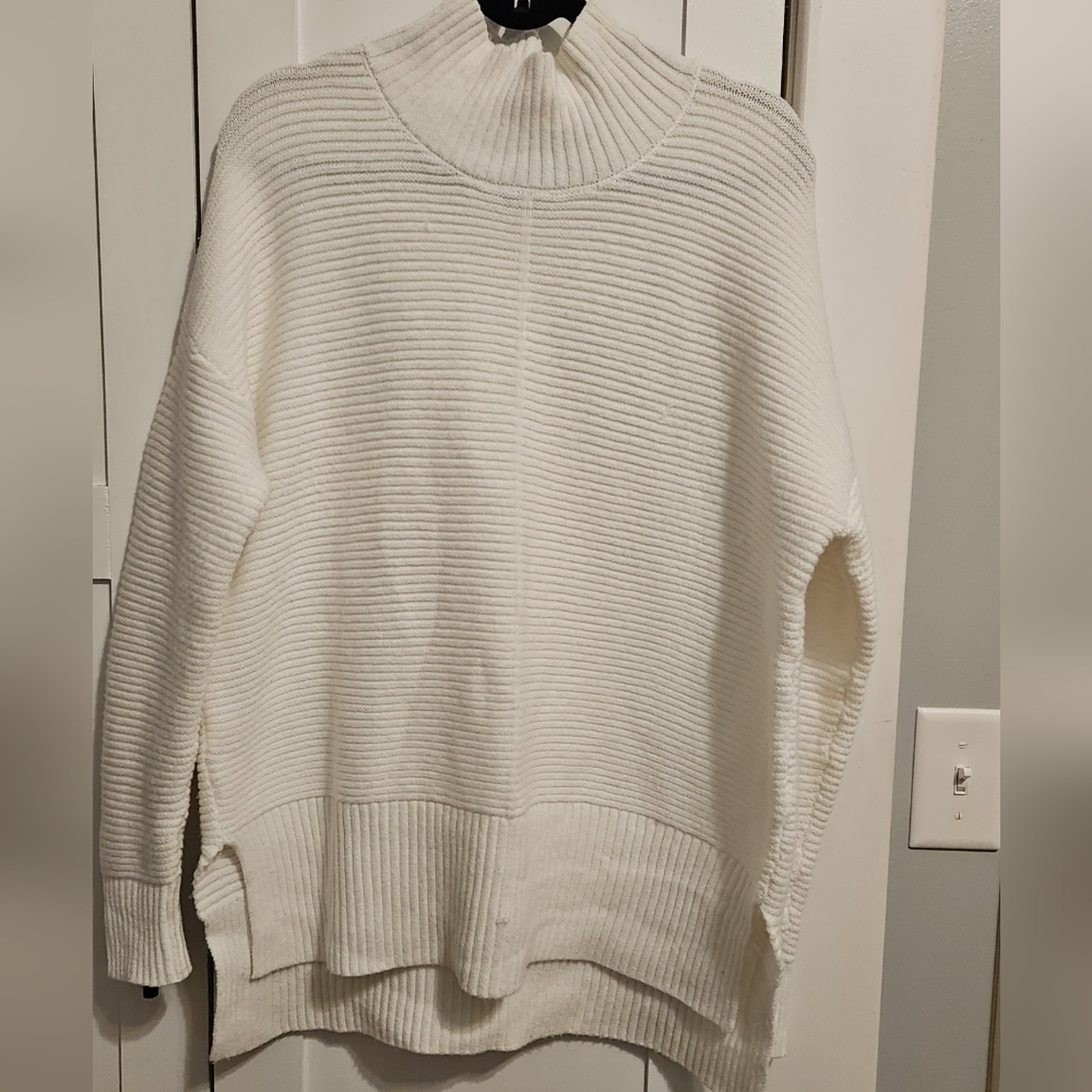 Sweet Romeo White Mock Neck Cozy Sweater.